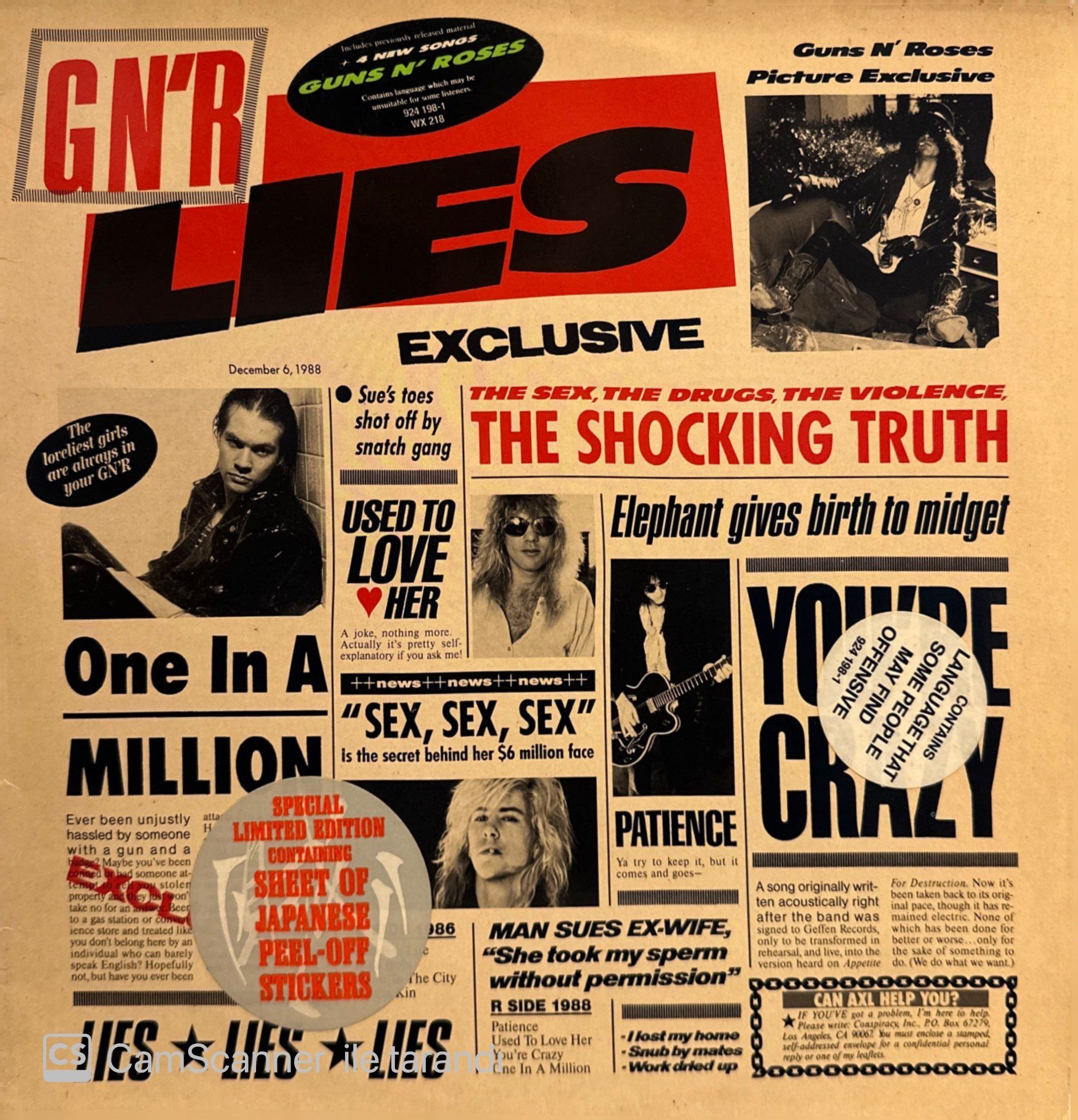 Guns N' Roses – G N' R Lies LP
