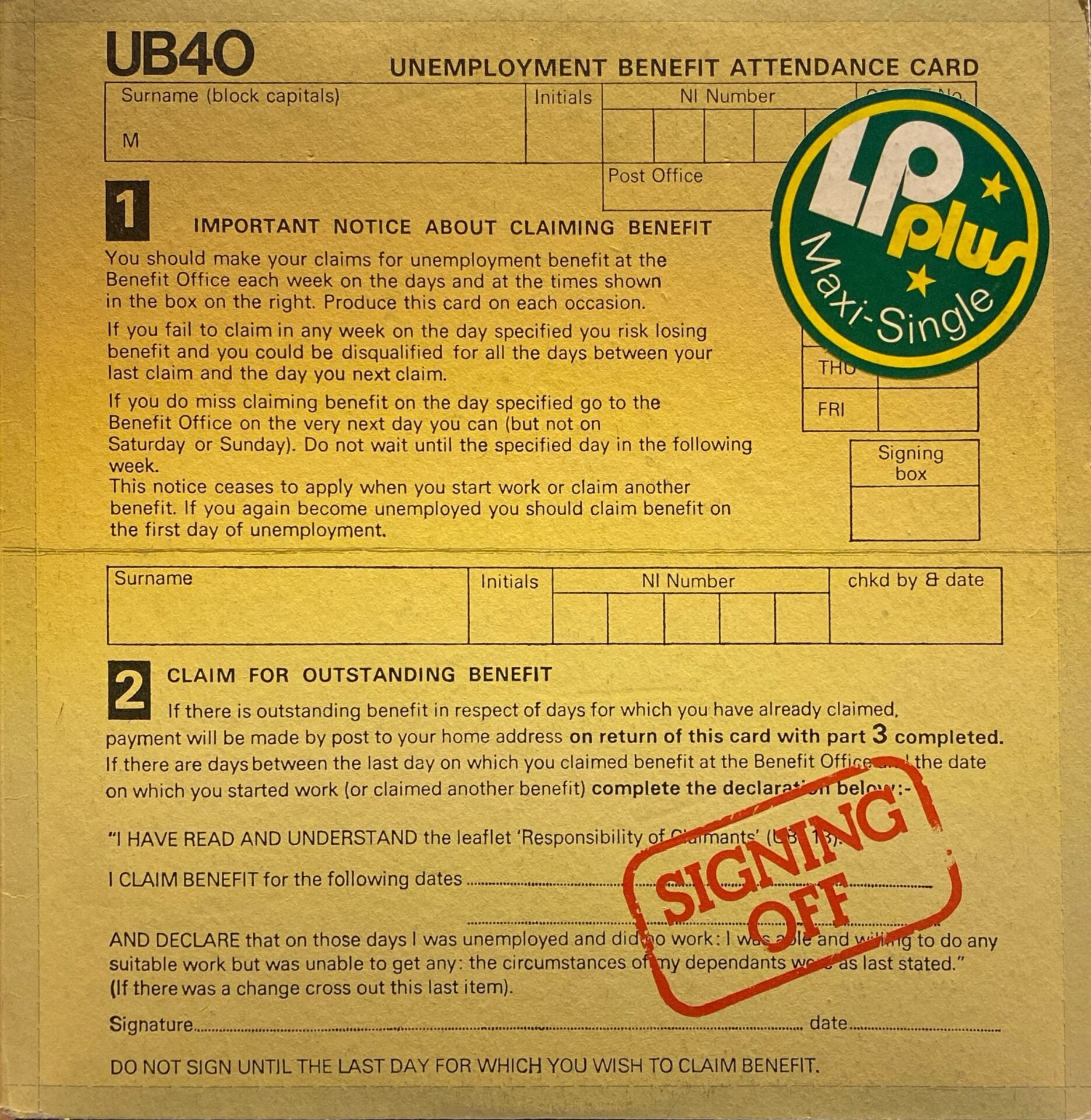 UB40 – Signing Off LP