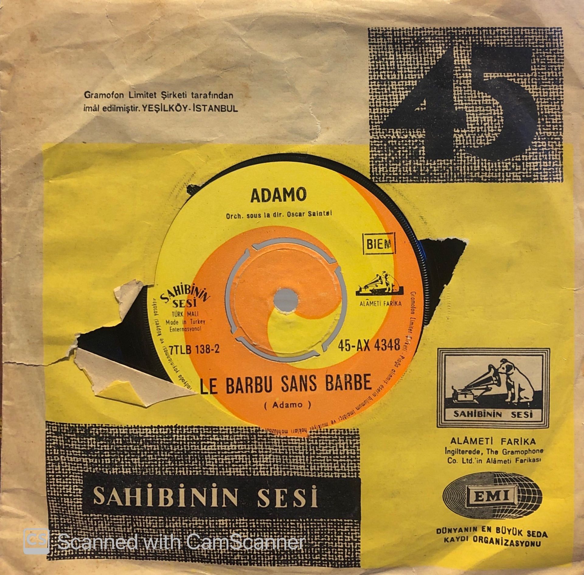 Adamo - Le Barbu Sans Barbe / Sen Sevme Beni 45lik