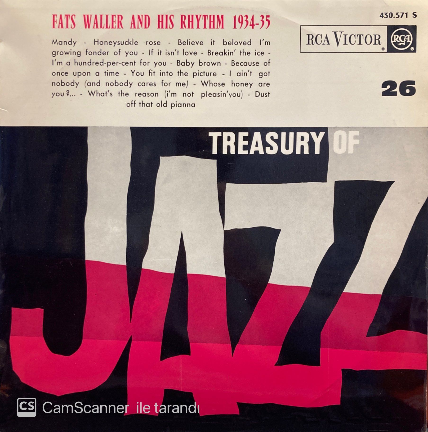 Fats Waller & His Rhythm – Treasury Of Jazz LP