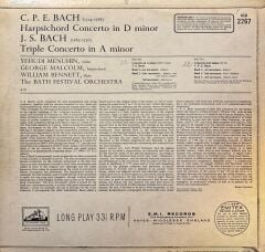 C. P. E. Bach* / J. S. Bach* - Yehudi Menuhin, George Malcolm, William Bennett (3) & The Bath Festival Orchestra* – Harpsichord Concerto In D Minor / Triple Concerto In A Minor lp