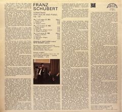 Franz Schubert – Sonatinas For Violin and Piano, Op. 137 (Sonatiny Pro Housle A Klavír) LP