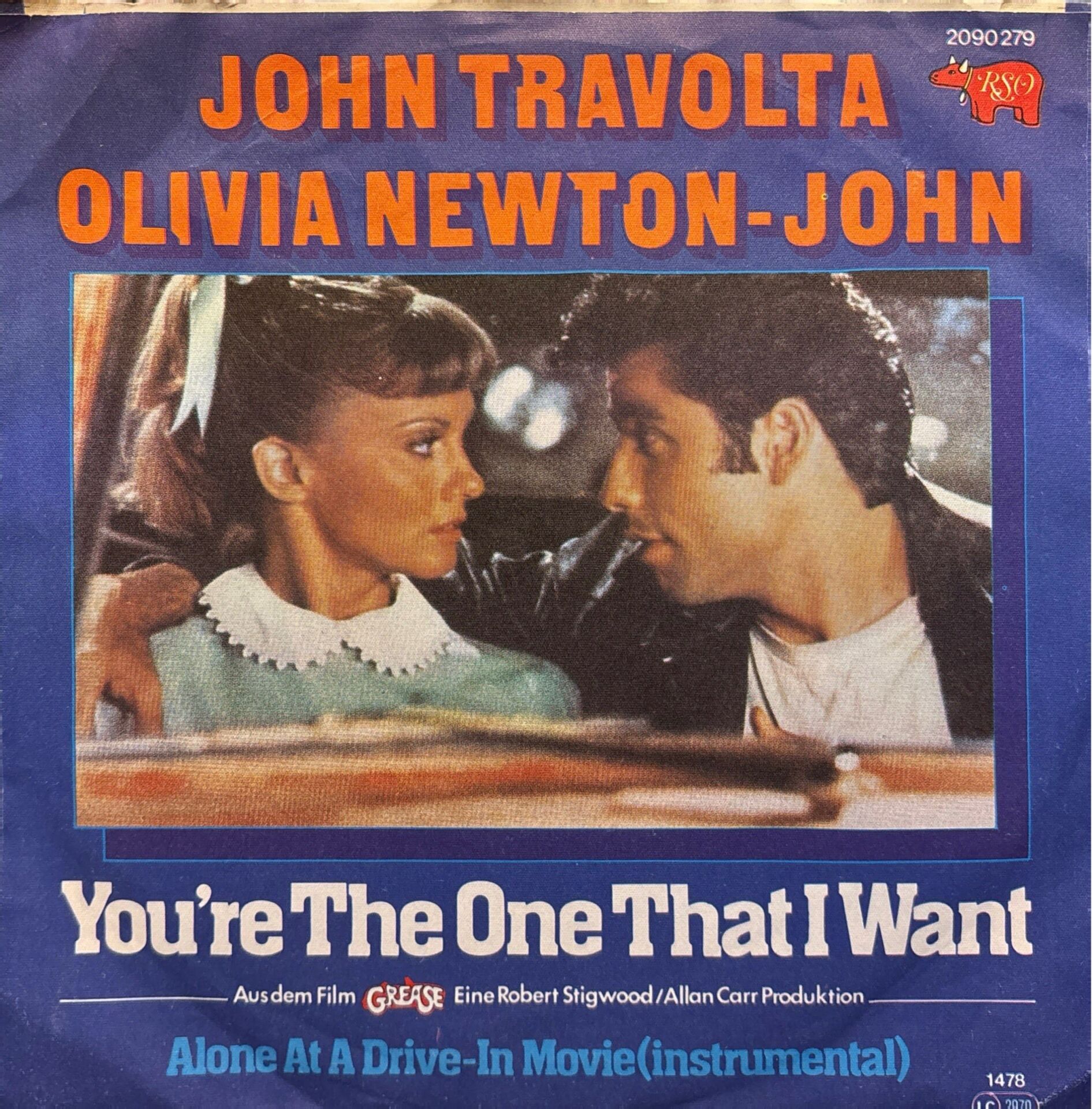 Grease (John Travolta & Olivia Newton - John) - You're The One That I Want / Alone At A Drive-In Movie 45'lik