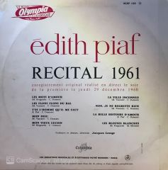 Édith Piaf – Recital 1961 LP