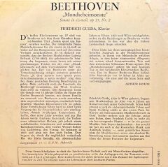 Beethoven* - Friedrich Gulda – Sonata N° 14 In C Sharp Minor Op. 27 No. 2 ''Moonlight'' 45'lik