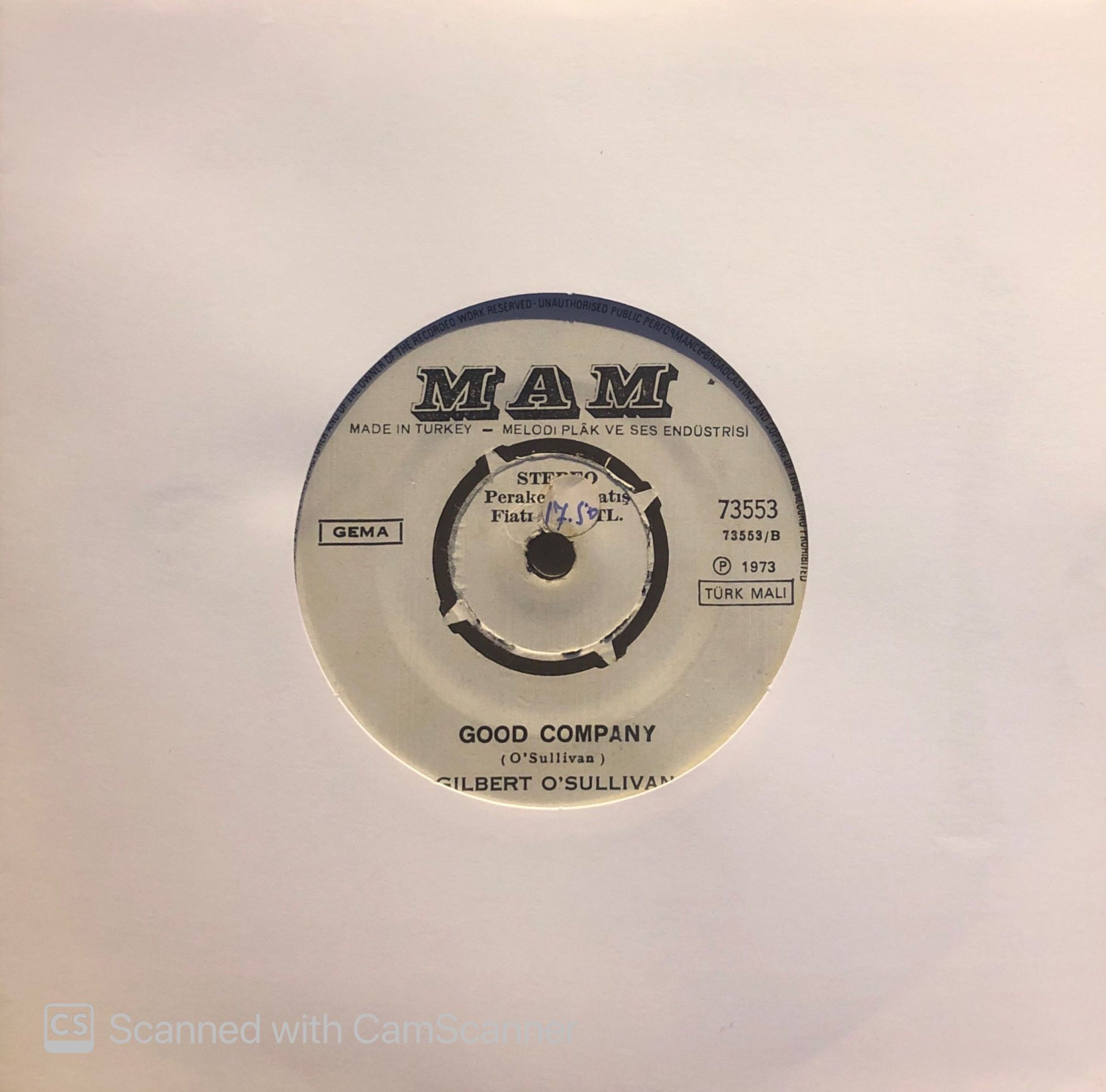 Gilbert O'Sullivan - Good Company / Ooh Baby 45lik