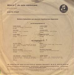 Edith Piaf – Milord / Je Sais Comment 45'lik