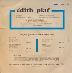 Edith Piaf – Exodus / Marie Trottoir / Dans Leur Baiser 45'lik