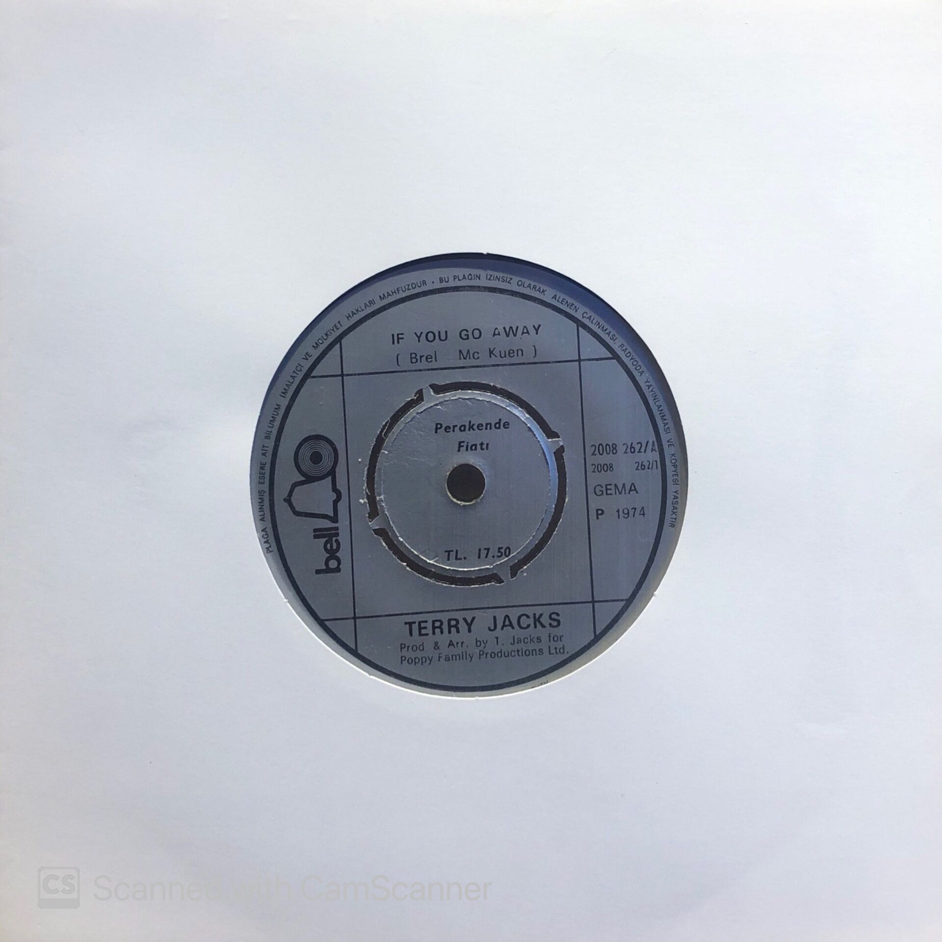 Terry Jacks - If You Go Away / Me and You 45lik