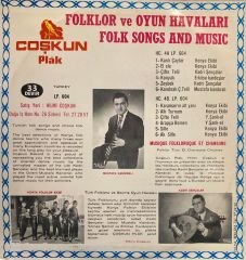 Turkey Folklor Ve Oyun Havalari: Folk Songs And Music LP