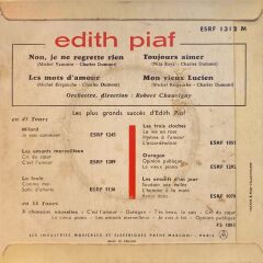 Edith Piaf – Non, Je Ne Regrette Rien 45'lik