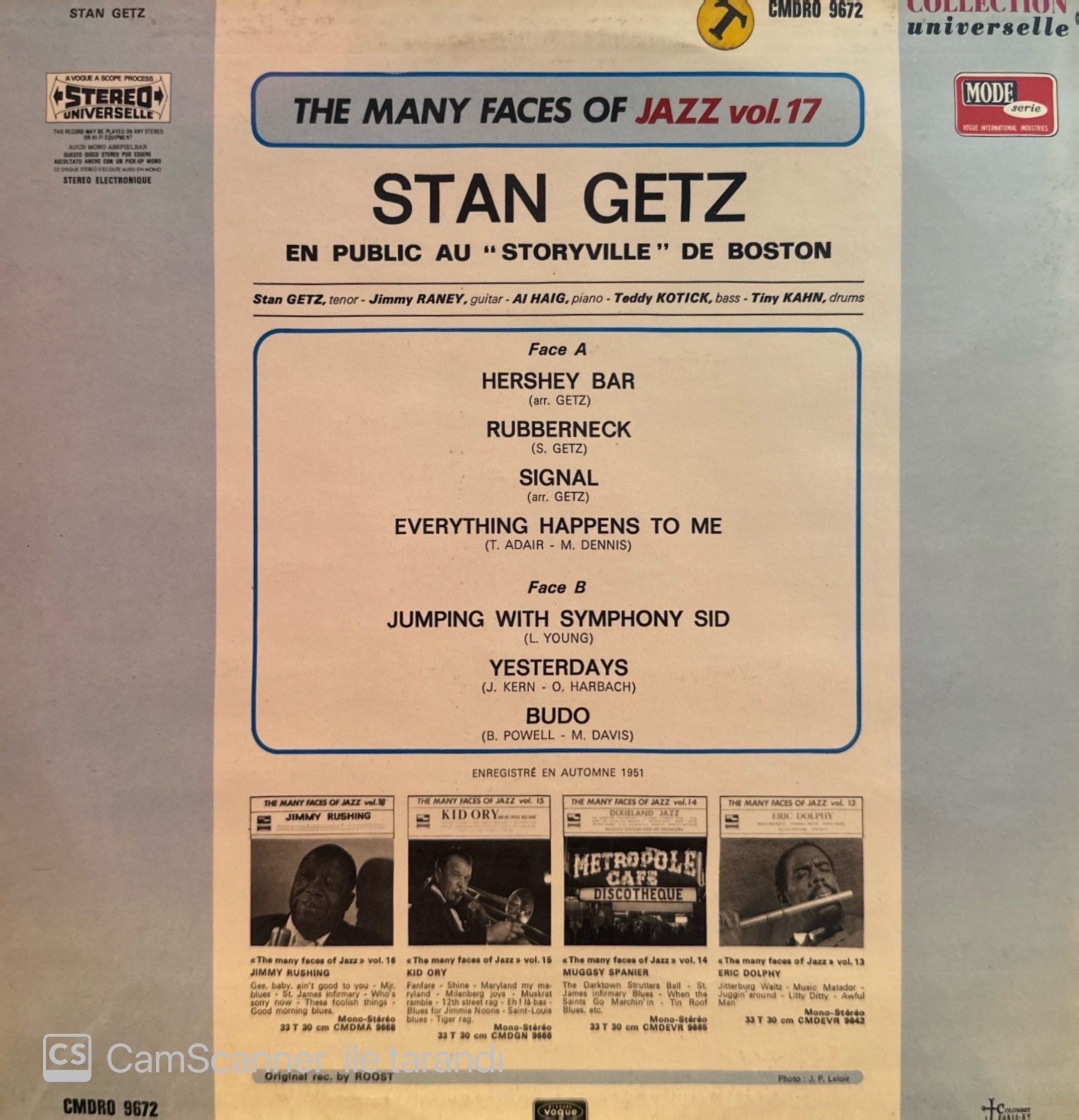 Stan Getz – En Public Au ''Storyville'' De Boston LP