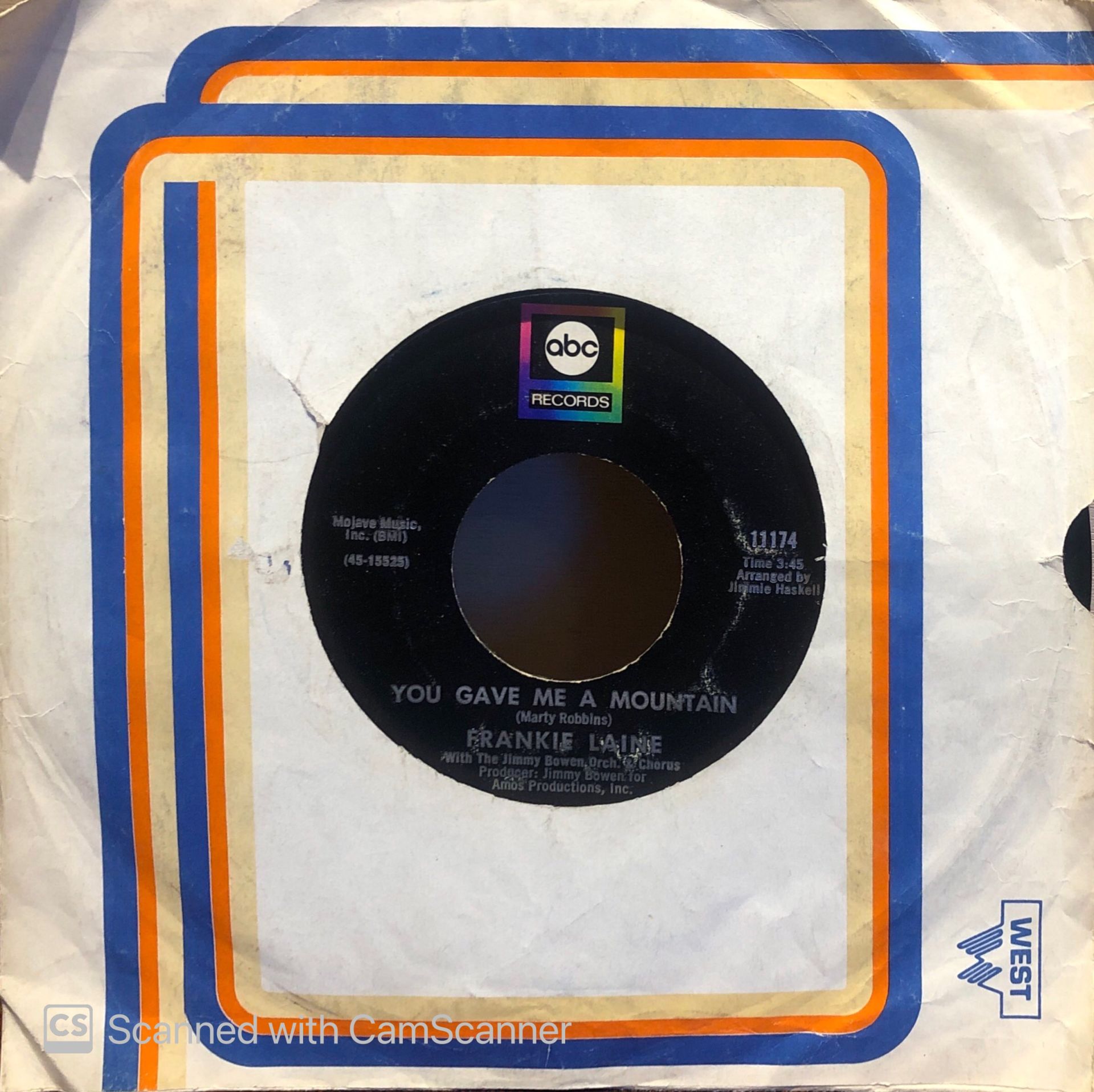 Frankie Laine - You Gave Me A Mountain / The Secret Of Happiness 45lik