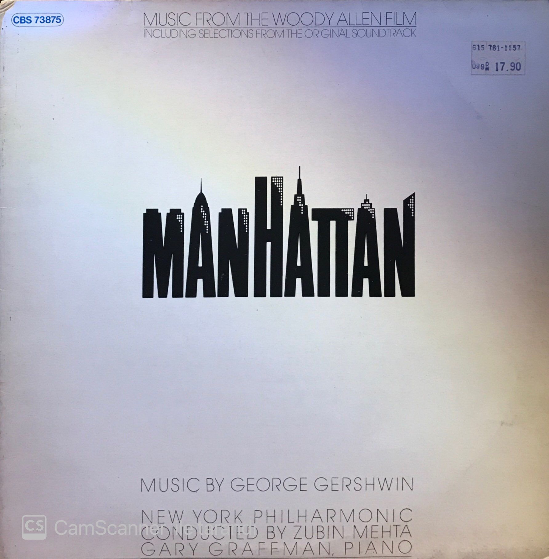 George Gershwin, New York Philharmonic, Zubin Mehta, Gary Graffman – Music From The Woody Allen Film ''Manhattan'' LP