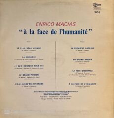 Enrico Macias – A La Face De L'Humanite LP