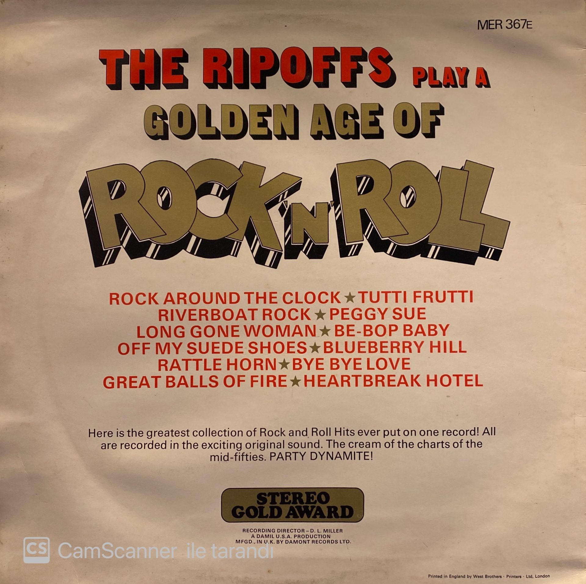 The Ripoffs – The Ripoffs Play A Golden Age Of Rock 'N' Roll LP