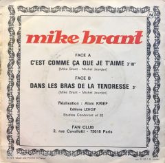 Mike Brant - C'est Comme Ça Que Je T'aime / Dans Les Bras De La Tendresse 45'lik