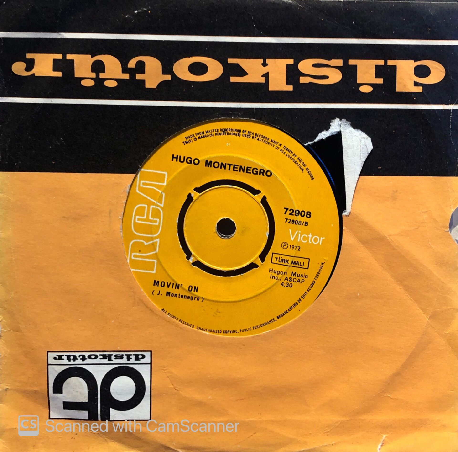 Hugo Montenegro - Love Theme From The Godfather / Movin On 45lik