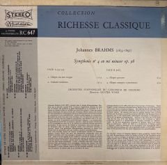 Johannes Brahms, Orchestre Symphonique Du Gurzenich de Cologne*, Gunter Wand* – Symphonie No 4 En Mi Mineur, Op. 98 LP