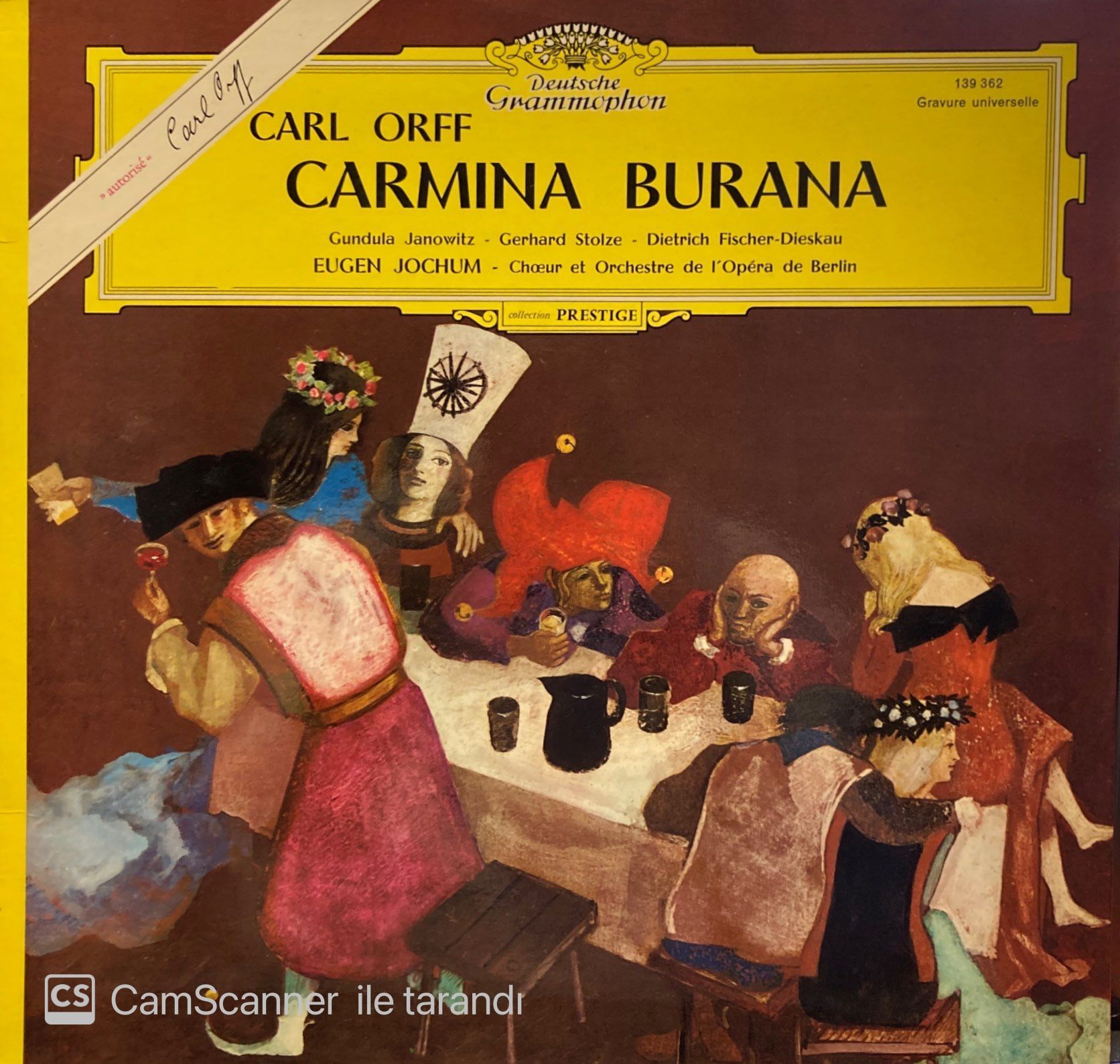 Carl Orff – Gundula Janowitz ∙ Gerhard Stolze ∙ Dietrich Fischer-Dieskau, Chor* Und Orchester Der Deutschen Oper Berlin, Eugen Jochum – Carmina Burana LP