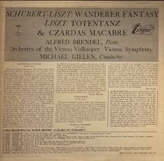 Schubert* - Liszt*, Alfred Brendel – Wanderer Fantasy / Totentanz / Csárdás Macabre LP