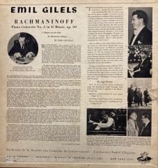 Emil Gilels, Rachmaninoff*, Orchestre De La Société Des Concerts Du Conservatoire, André Cluytens – Piano Concerto No. 3 In D Minor LP