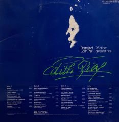 Edith Piaf – Portrait Of Piaf - 25 Of Her Greatest Hits LP