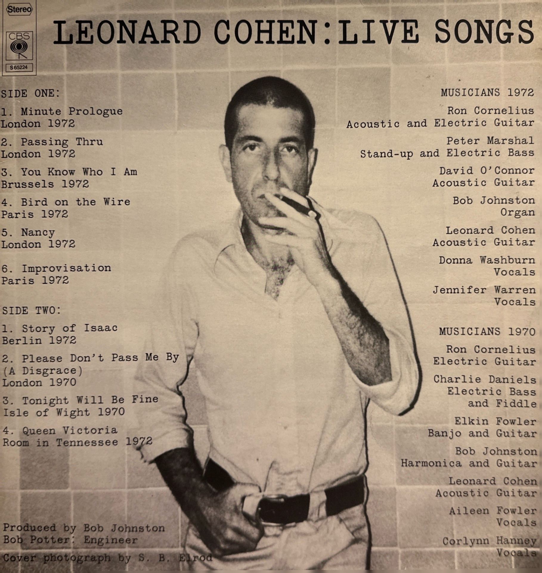 Leonard Cohen – Live Songs LP