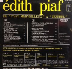 Edith Piaf – Edith Piaf Vol. 2 (De ''C'Est Merveilleux'' À ''Jézebel'') LP