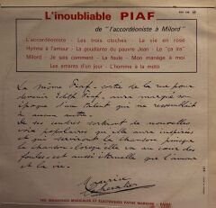 Edith Piaf – L'inoubliable Piaf / De L'accordéoniste À Milord LP