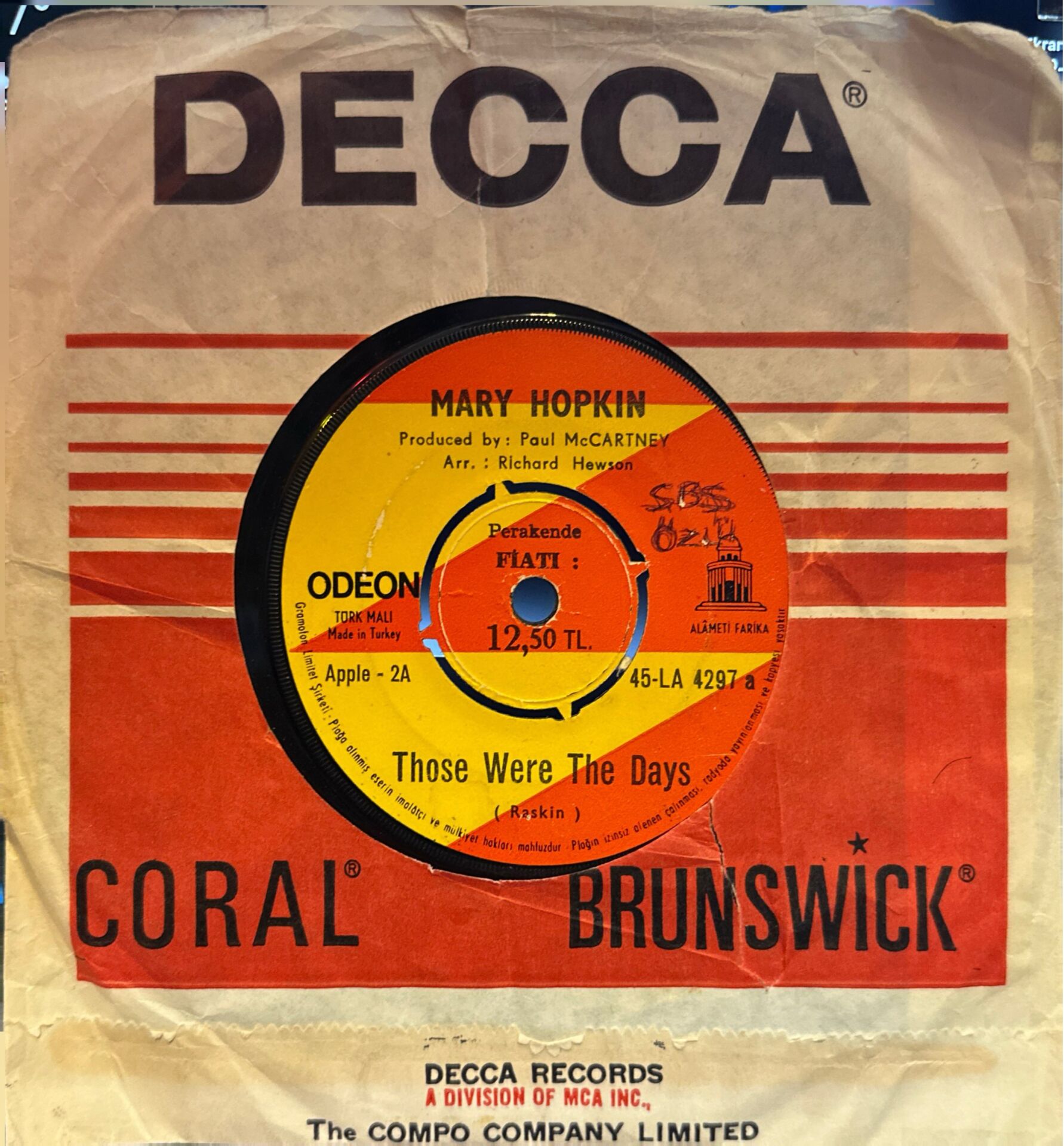 Mary Hopkin – Those Were The Days / Turn Turn Turn 45'lik