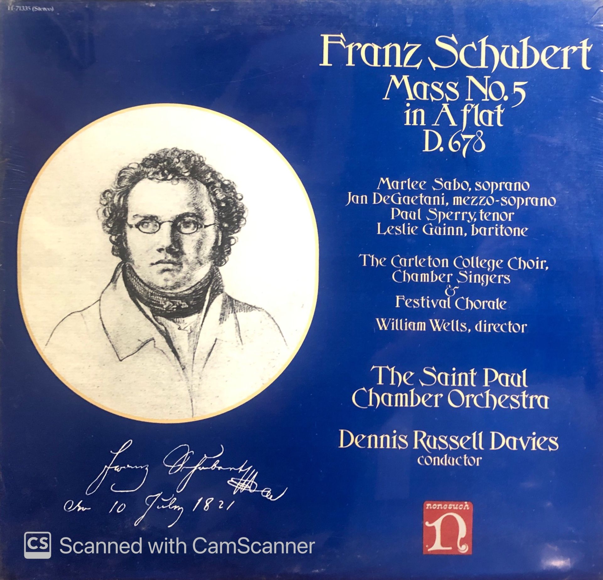Franz Schubert – Mass No. 5 In A Flat, D. 678 LP