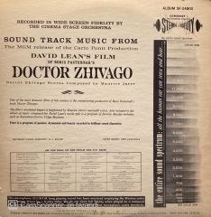 The Cinema Sound Stage Orchestra – Sound Track Music From Doctor Zhivago LP