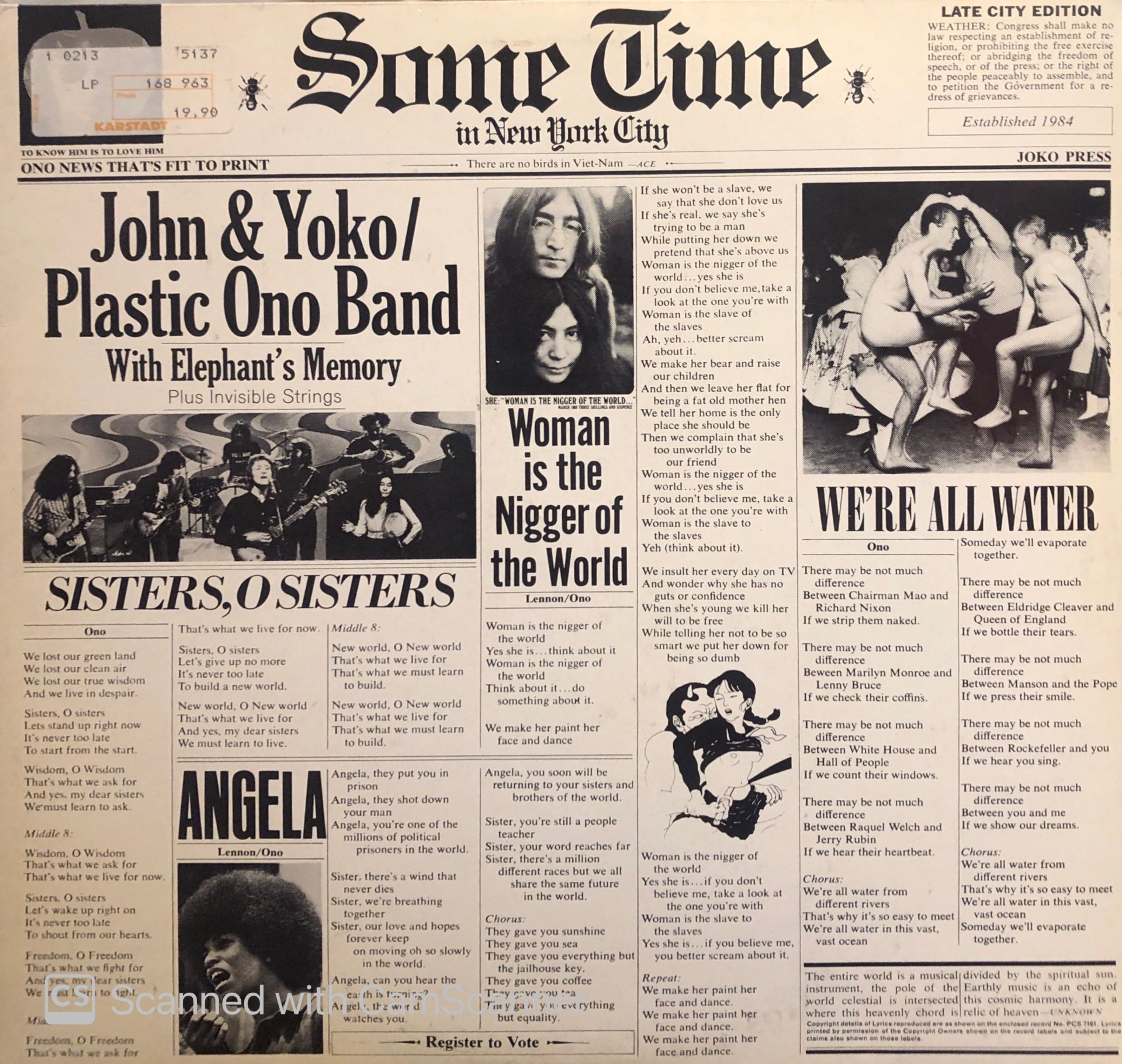 John & Yoko / Plastic Ono Band – Some Time In New York City LP